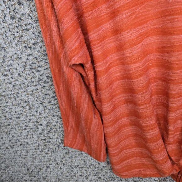Chicos Top Womens 2 US Large Orange V Neck Textured Waist Tie Casual Ladies - Picture 2 of 7